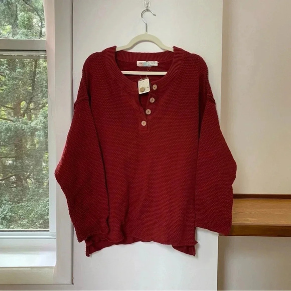 NWT Free People Hailee Sweater Set Two Piece Matching Pants in Red FP Beach - Picture 7 of 12